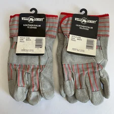 Wells Lamont Vtg Mens Leather Palm Work Gloves Style 4100 2 Pairs New READ