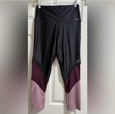 Victoria's Secret Pink Ultimate High-Waist Bonded Mesh Legging Black/Maroon MED