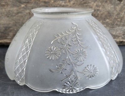 Floral Themed Frosted Glass Light Shade 4'' Fitter Scalloped Edge Vintage