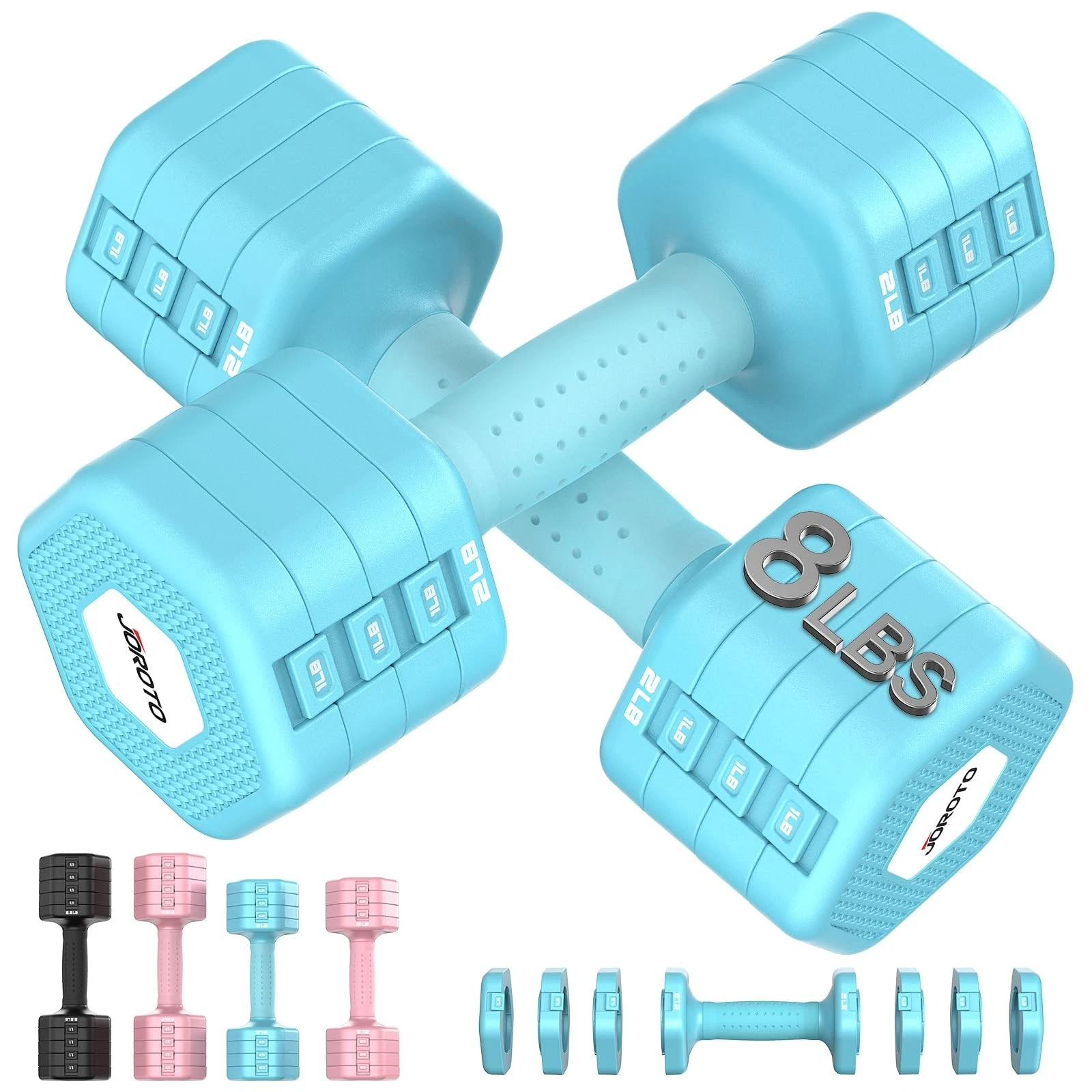 Adjustable Dumbbell Set of 2, 16LBS Weights Dumbbells Set, Hand Weights for a...