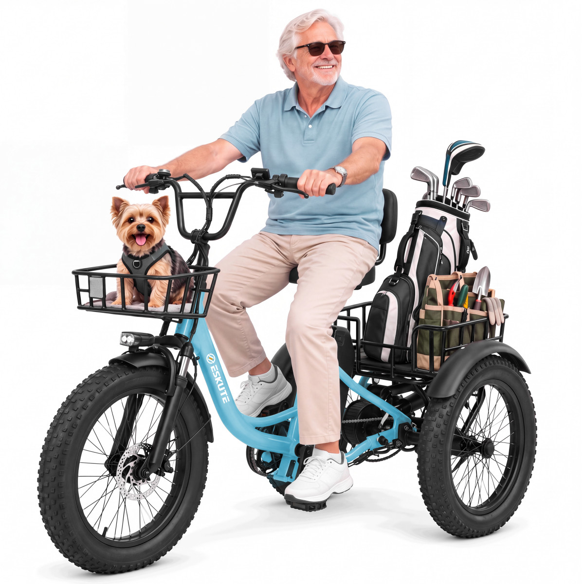 Electric Trike for Adults 1200W Peak 48V 21AH Folding Ebike 80Miles 20" Fat Tire