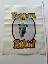 Original VINTAGE Heat Transfer  Keep On Bikin   Iron On