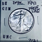 1941 BU GEM LIBERTY WALKING SILVER HALF UNC MS+++ U.S. MINT RARE COIN 7121