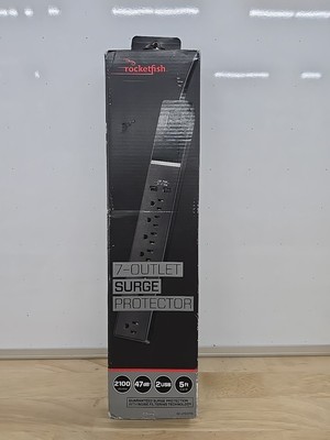 Rocketfish- Rocketfish 7-Outlet/2-USB 2100 Joules Surge Protector Strip - B...
