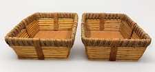 Lot of 2 Rectangle Natural Woven Wicker Storage Basket / 16  x 11  x 5  