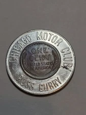 Encased 1957-d Lincoln Wheat Penny Cent - Good Luck Chicago Motor Company 