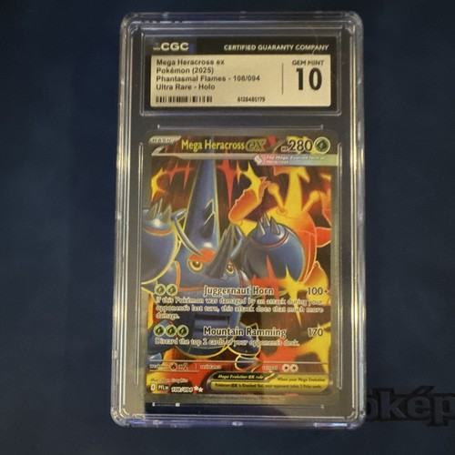 Pokémon Mega Heracross ex 108/094 Phantasmal Flames Ultra Rare Holo CGC 10 2025