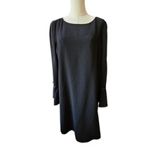 Lafayette 148 New York Bell Sleeve Shift Dress Women Size M Black
