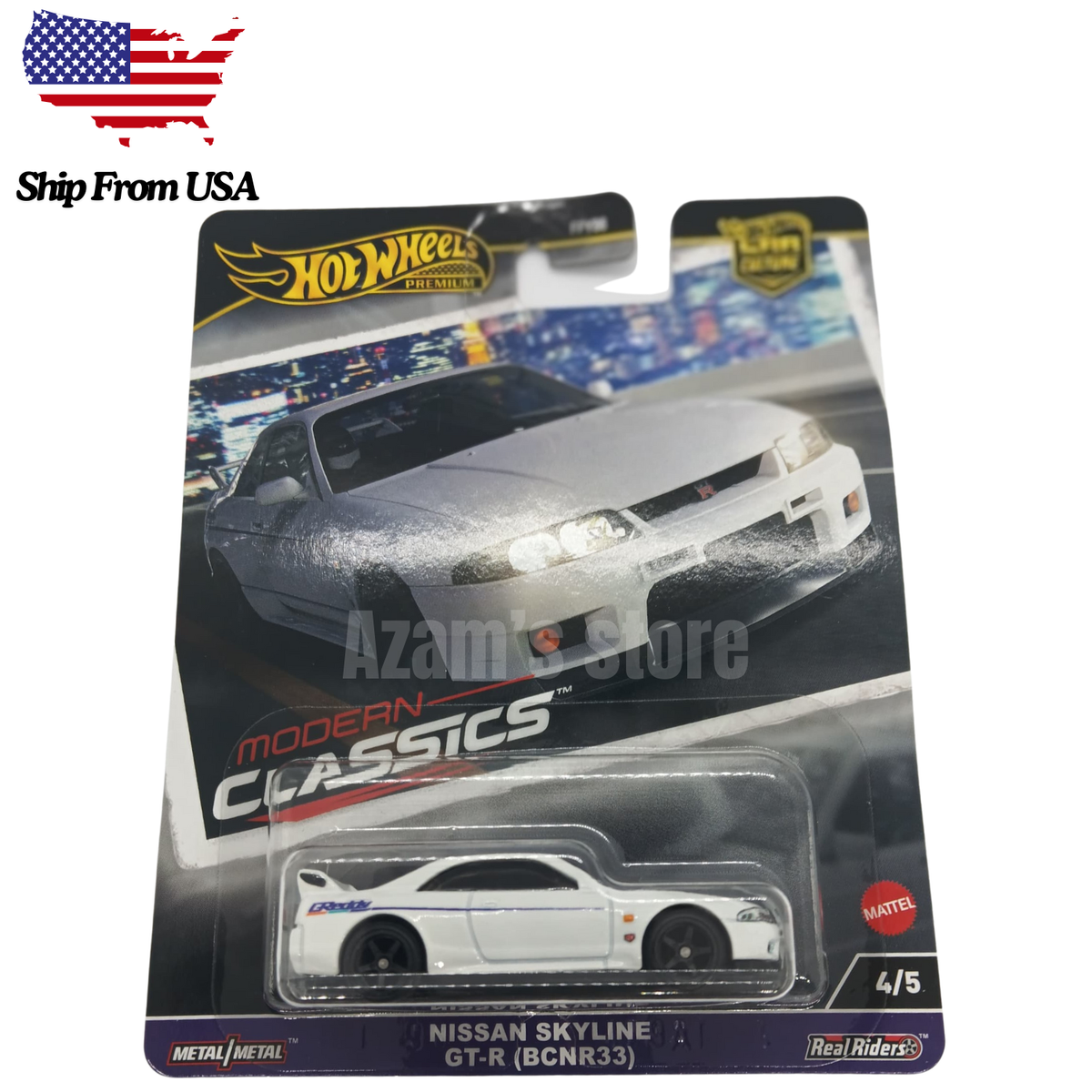 京商1/43 日産スカイラインGT-R（BCNR33）ホワイト Hot Wheels 2024 Modern Classic White Nissan Skyline GT-R (BCNR33