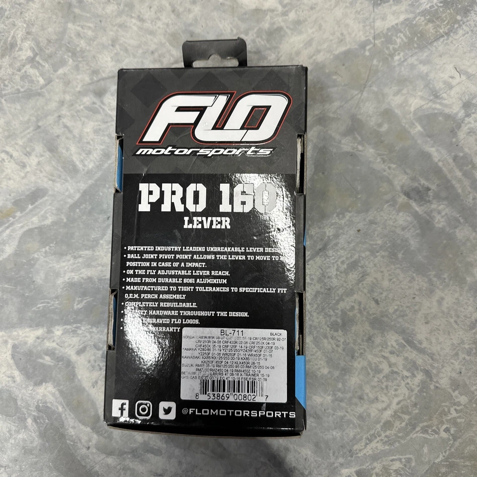PALANCA DE FRENO NEGRA KAWASAKI KX125 KX250 KX250F KX450F FLO MOTORSPORTS PRO 160 Foto 3 de 3