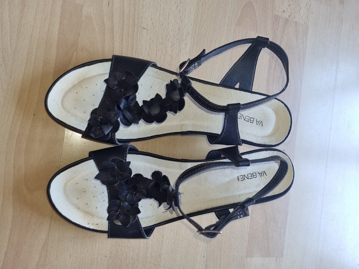 Vabene sandal size 42 UK black, leather, heel approx cm