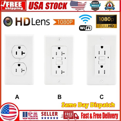 WiFi IP Wireless Wall AC Outlet Home Security Nanny Full HD 1080P
