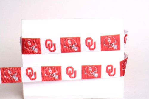 University of Oklahoma SOONERS 7/8" GROSGRAIN RIBBON - VARIOUS YARDS - 第 1/1 張圖片