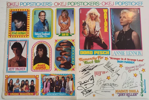 SAMANTHA FOX, IRON MAIDEN, WARLOCK, JEFF YAGHER 1986 OKEJ magazine stickers.