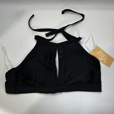 Women's Scallop High Neck Keyhole Bikini Top - Kona Sol Black S
