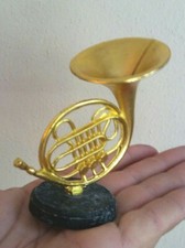 Small Cast Metal Figure FRENCH HORN lifelike Gift Music Instrument Play Model XG