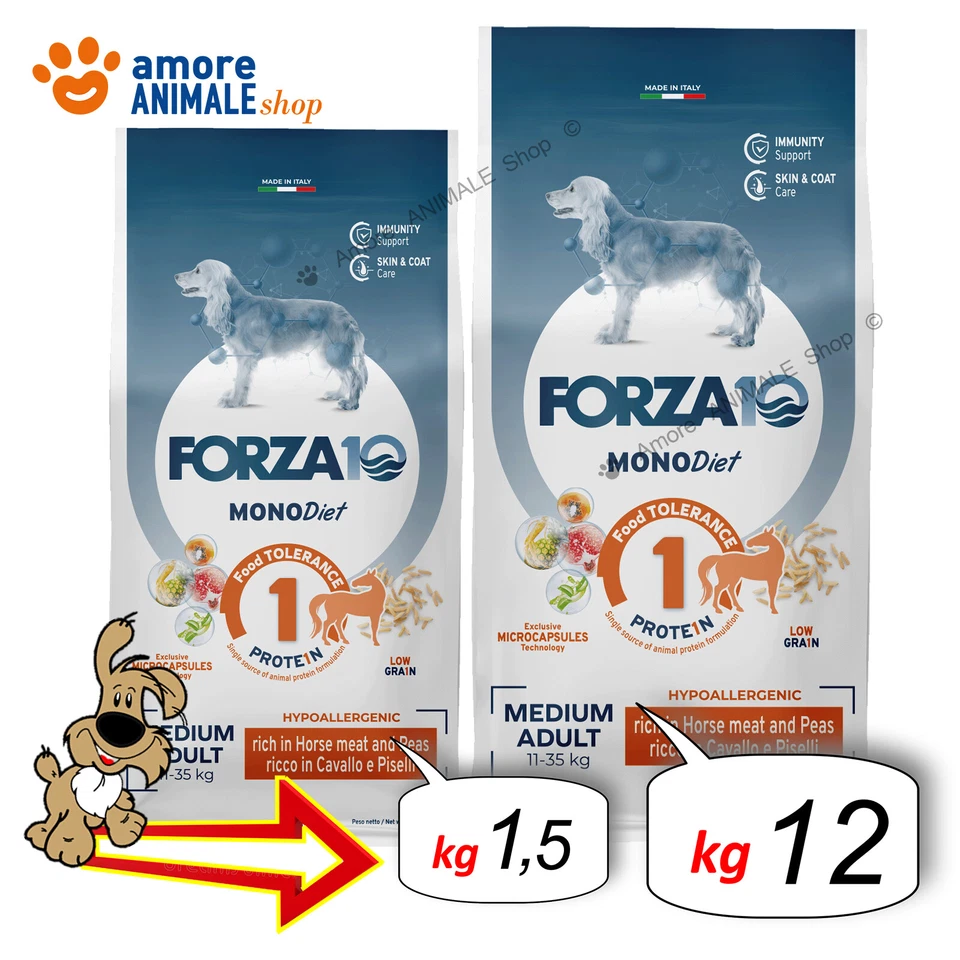 Forza10 Dog Monodiet → Cavallo - Medium Adult - 1,5 / 12 kg - Cibo Per Cane