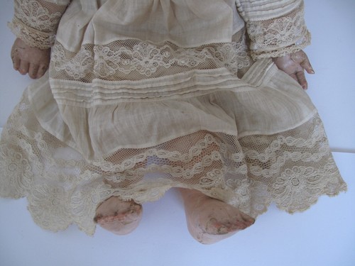 Antique Martha Chase 23" Stockinette Baby Doll with Lace Dress c.1910 - Picture 21 of 23