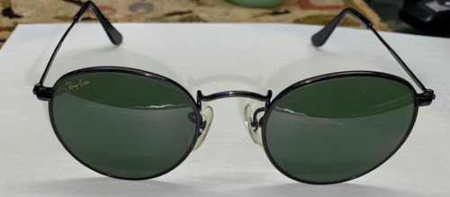 VINTAGE B&L RAY BAN W1574 WYAS BLACK CHROME G15 CRYSTAL ROUND AVIATOR SUNGLASSES - Picture 12 of 16
