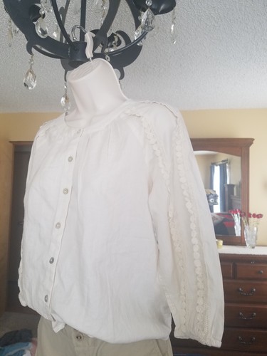J Jill peasant cream barley cotton blouse size extra small petite new with tags - Picture 4 of 13