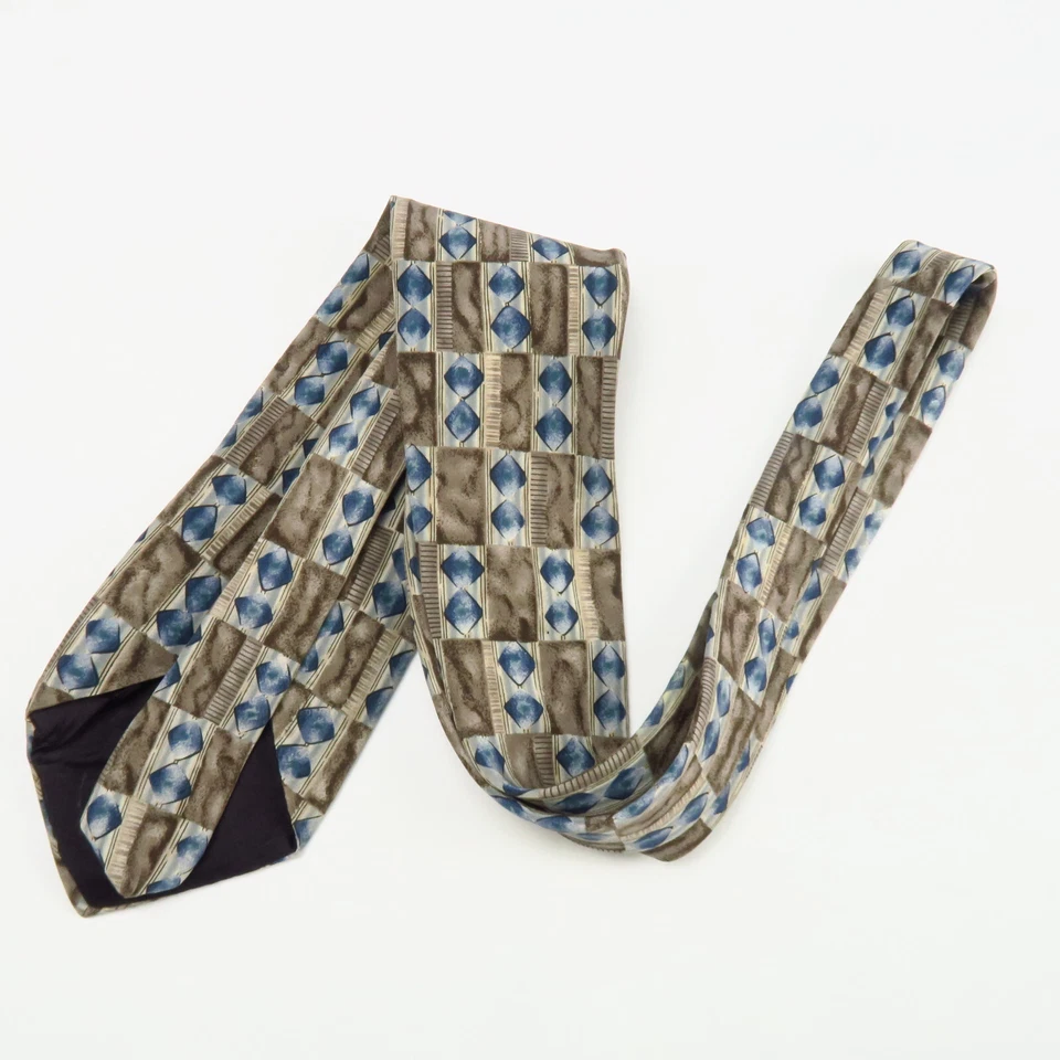 J.T. Corbata Beckett azul marrón oro geométrica abstracta para hombre 56"x3,5" diamante Foto 4 de 4