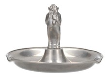GAB Tenn SWEDISH ART DECO Pewter Ashtray 1930's Pipe Smoking Figure