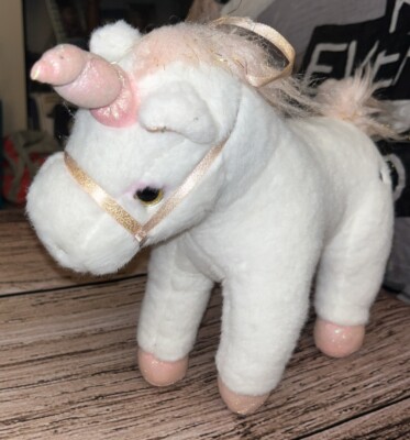 FAO Schwarz Sparklers Toy Plush Glitter Unicorn 12-inch white pink
