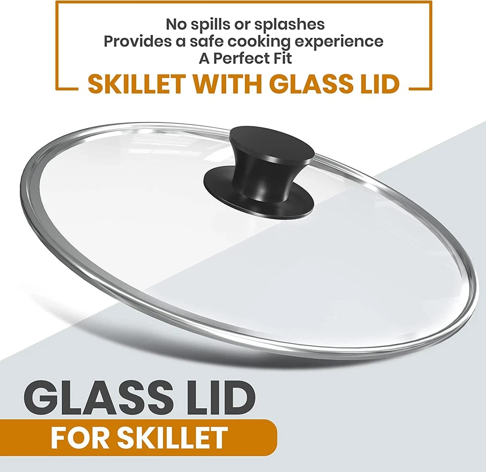 Pre-Seasoned Cast Iron Skillet With Lid Frying Pan Cast Iron Pans Utopia Kitchen - Image 3 of 4