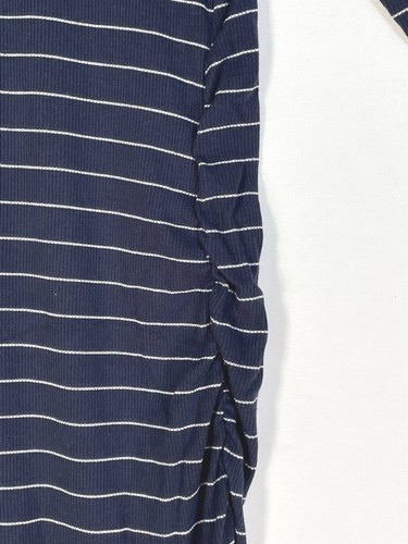 Isabel Maternity Bodycon Henley Dress Medium 3/4 Sleeve Ribbed Dark Blue Striped - Bild 4 von 14