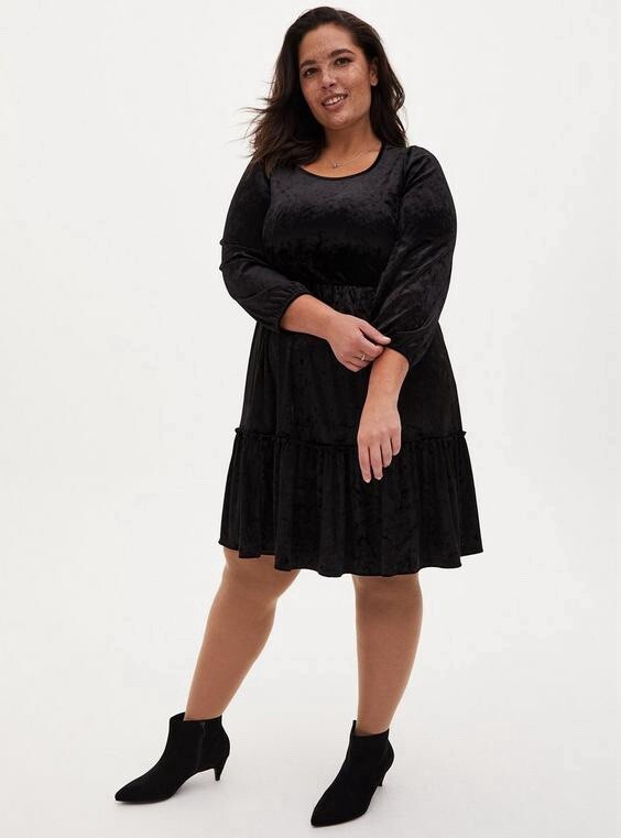 Torrid Women's Black Mini Velvet Tiered Dress Size 5 | eBay