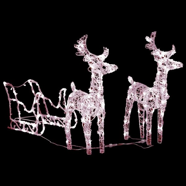 Rentiere &Amp; Schlitten Weihnachtsdekoration 160 Leds 130 Cm Acryl-image