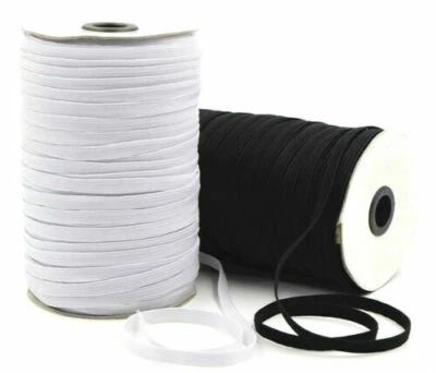 B R TRIMMINGS FLAT WHITE ELASTIC BLACK ELASTIC CORD 3MM 5MM 6MM FACE MASK ELASTIC