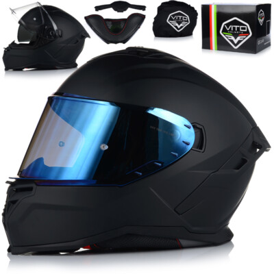 Motorradhelm | VITO PRESTO | Integralhelm | Helm mit Sonnenblende 22.06 +2 Viser