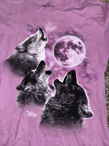 Vintage The Mountain T Shirt w Wolf Graphic Size Small Purple Rare - Picture 2 of 3