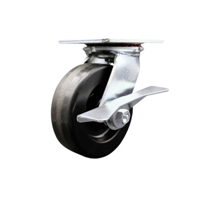 6 Inch Heavy Duty Phenolic Caster with Roller Bearing and Brake Service Caster