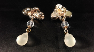 Boucles D'oreilles Vintage Signées CLAIRE DEVE PARIS - Résine Et Cristal, Style Couture, Clips