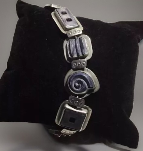 JANICE LEE RIPLEY JLR Handmade Dyed Hand Carved Yak Bone 925S 8” Bracelet 16.9g - Picture 5 of 12