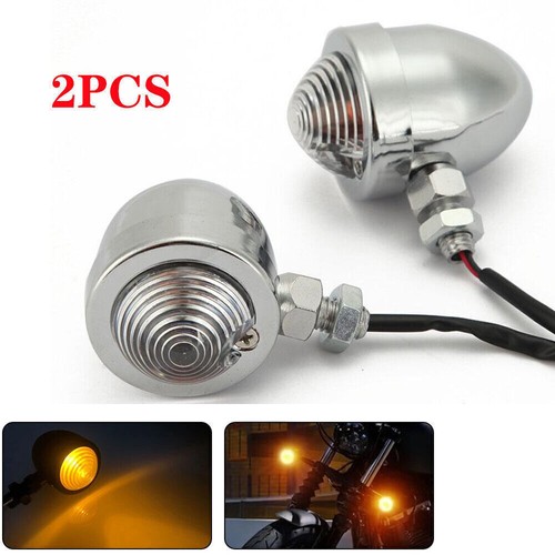 Motorcycle Mini Bullet Turn Signals Light For Harley Cafe Racer Bobber Chopper - Foto 1 di 12