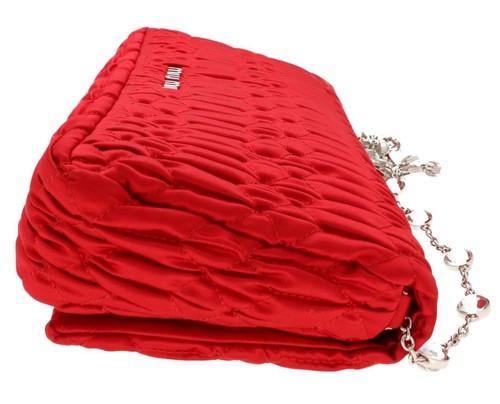 Miu Miu Quilted Silk Crossbody Bag £1600- Ex-Display Red Clutch Pochette - Picture 15 of 20