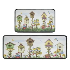 Birds Kitchen Rugs 2 Piece Set for Floor Mat Rug With Birds Non Skid Washable...