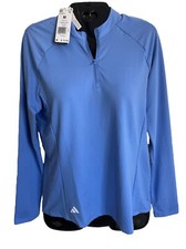 Adidas Women's 1/4 Zip Long Sleeve Golf Polo Shirt, Blue HY3871; Size M, NWT