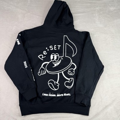 Re:SET Hoodie Mens Medium Black Less Noise More Music Graphic Concert 2023
