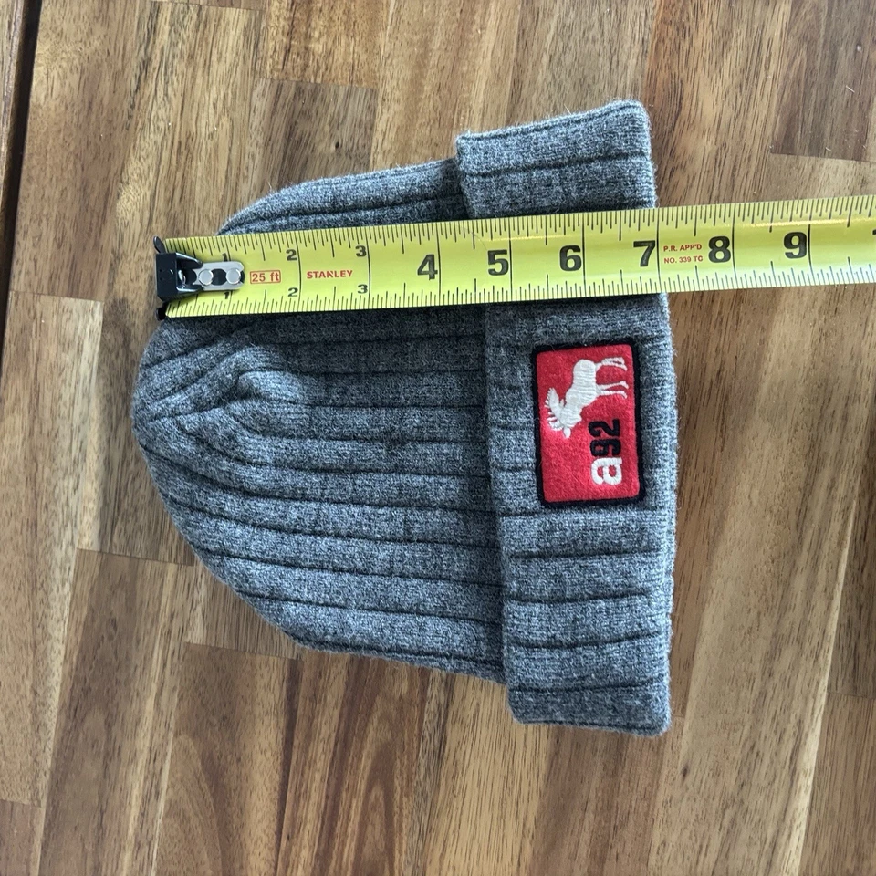 Gorro de Colección Abercrombie & Fitch Mezcla de Lana Gris Rojo Logo Y2K Preppy Gorp Foto 4 de 4