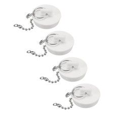 4 Pcs Tub Stoppers, Rubber Bathtub Stoppers Drain Plug 1-3/8", White