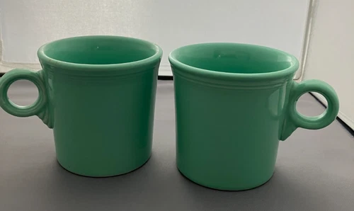 Set Of 2 Fiesta Ware O Ring Handle Coffee Cup Mugs HLC  Sea Mist Green retired?