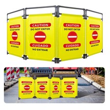4 Panels Safety Barricade, 7.8FT Removable Foldable Gates Barrier with Heavy ...