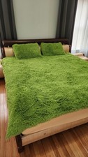 Duvet Cover Set Luxury Ultra Soft Plush Fluffy Bedding Set Green Size Queen