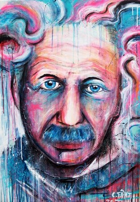 Einstein GEMÄLDE abstrakt C. FANTA Bild portrait Kunst Leinwand MALEREI  art