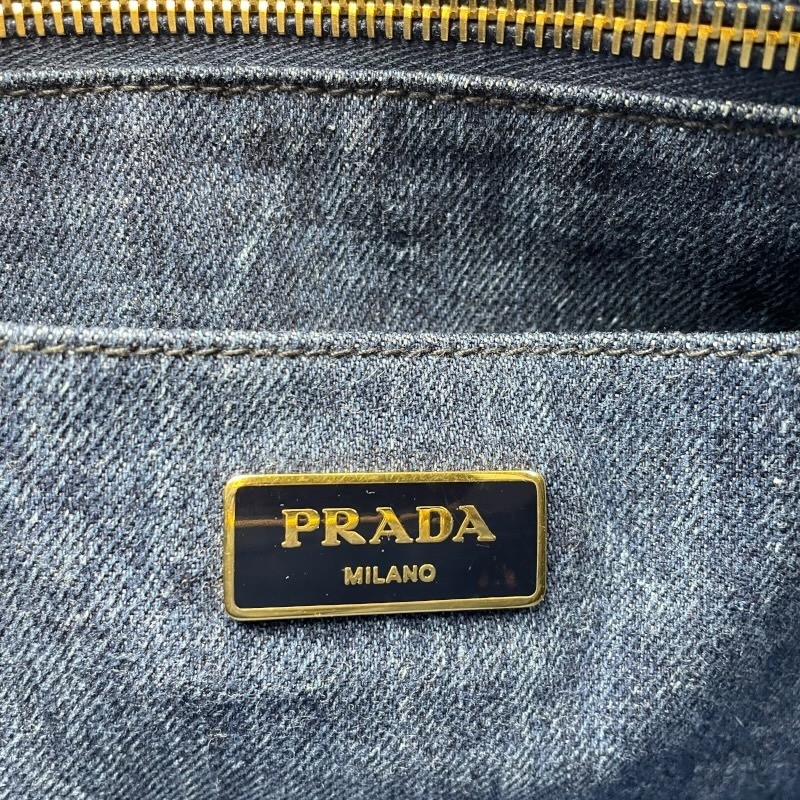 PRADA Canapa Bag Blue Denim Handbag Women s Used from japan thumbnail 7