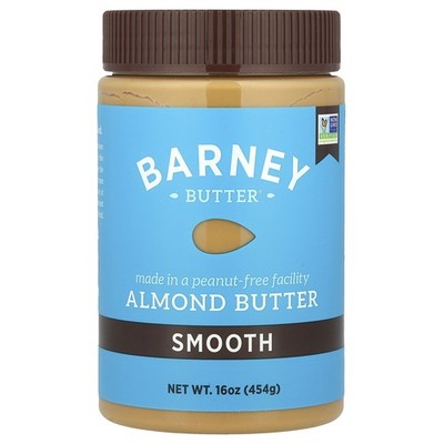 Barney Butter Almond Butter Smooth 16 oz 454 g Gluten-Free, Kosher, Peanut Free,